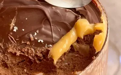 Dark Chocolate Mousse with Honey Salted Caramel